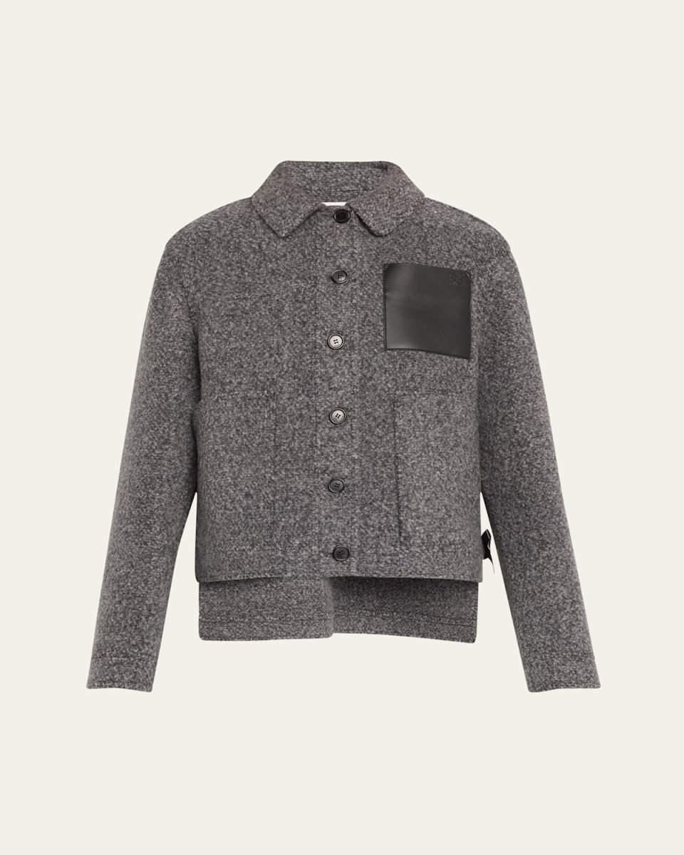 Workwear Wool Leather Pocket Jacket
